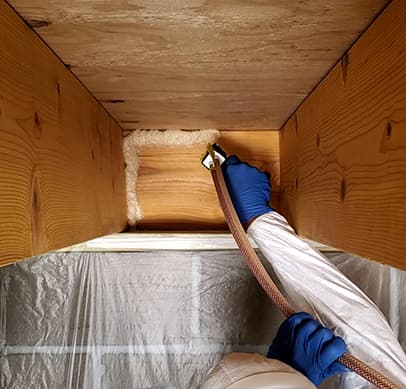 Rim Joist Foam Sealing installation